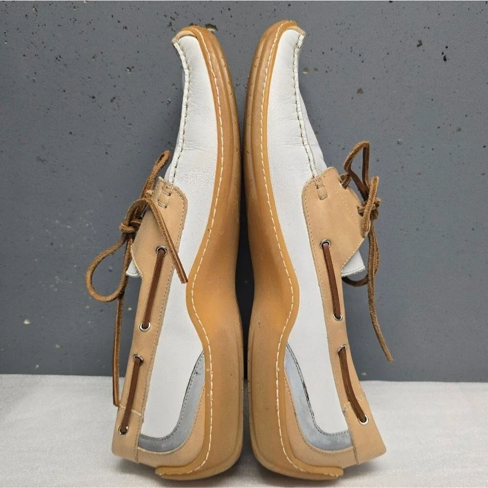 Donald Pliner Eaton White Tan Leather Casual Boat Shoes Size 12